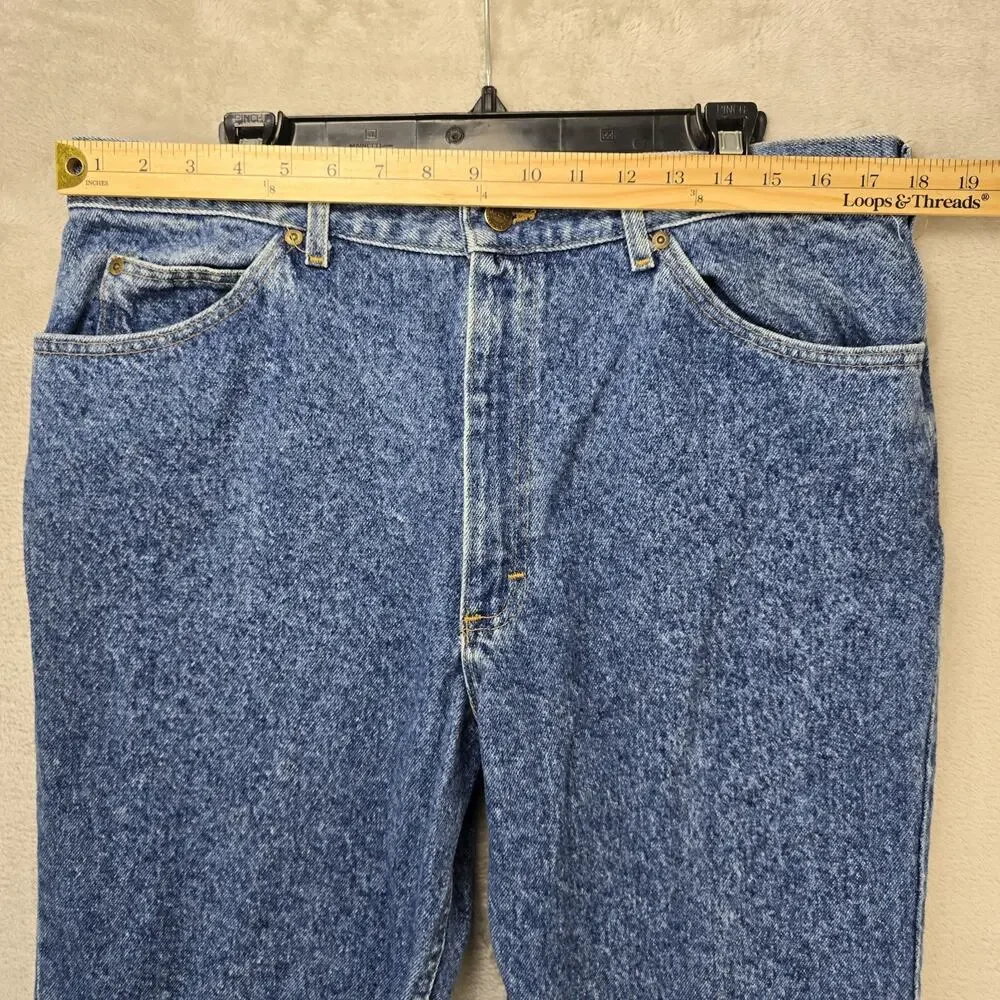 Vintage Lee Riders Jeans Mens Fits 35x32 Blue Acid Wash Union Made in USA